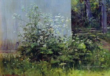イワン・イワノビッチ・シーシキン Painting - フェンスの花 古典的な風景 イワン・イワノビッチ
